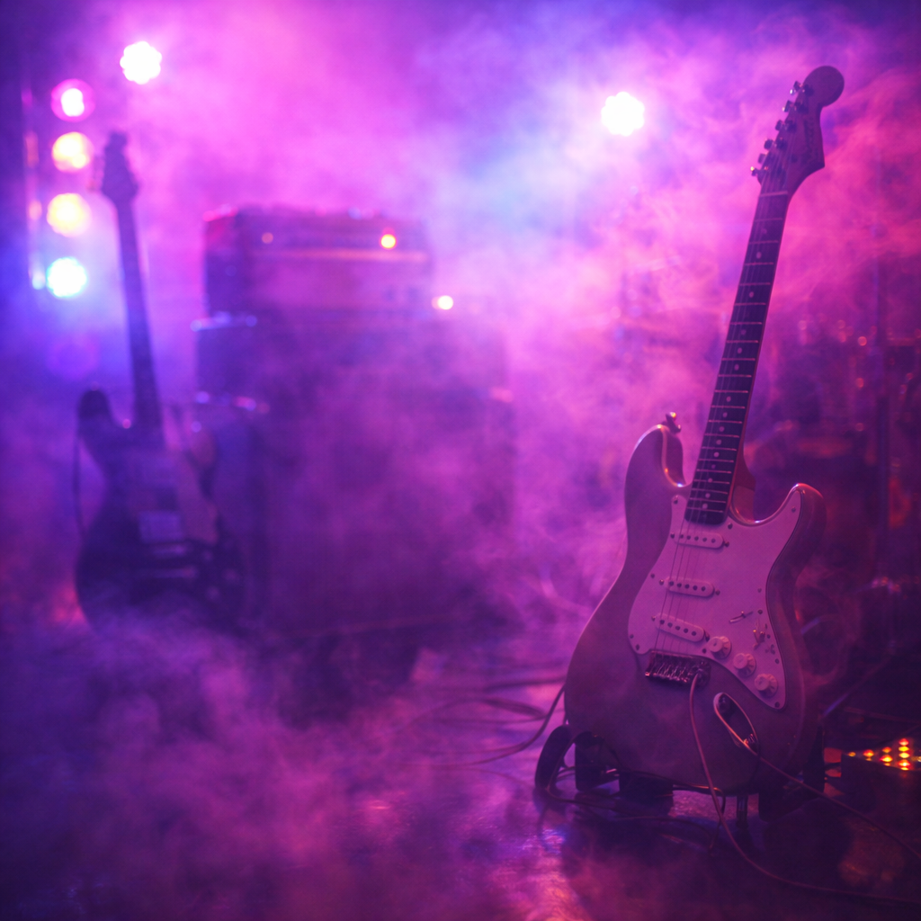 Bunter Buehnenaufbau Mit E Gitarre